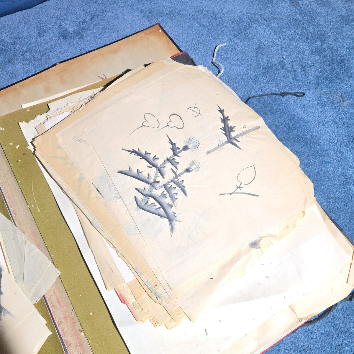 Vintage Japanese-Style Ink and Brush Art Portfolio by Toshiko Phipps, The Putney School, Vermont