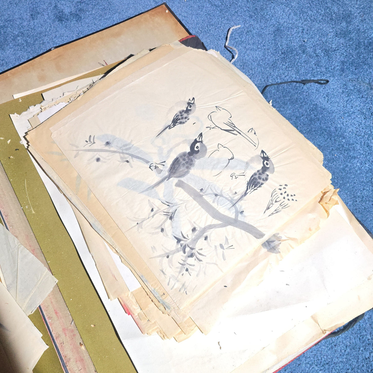 Vintage Japanese-Style Ink and Brush Art Portfolio by Toshiko Phipps, The Putney School, Vermont