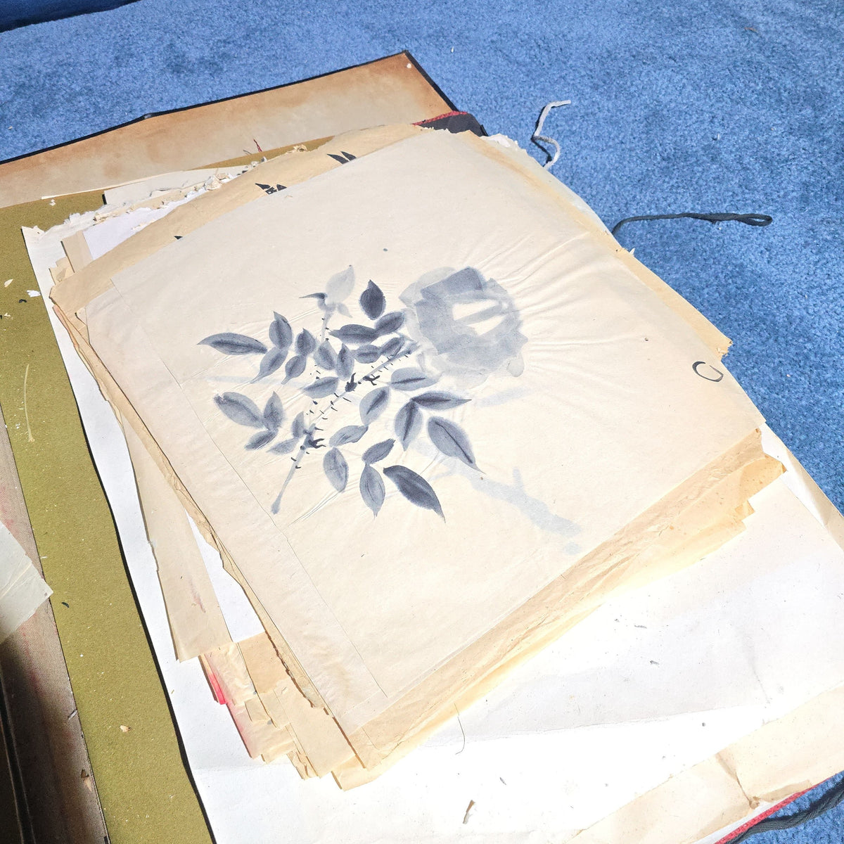Vintage Japanese-Style Ink and Brush Art Portfolio by Toshiko Phipps, The Putney School, Vermont