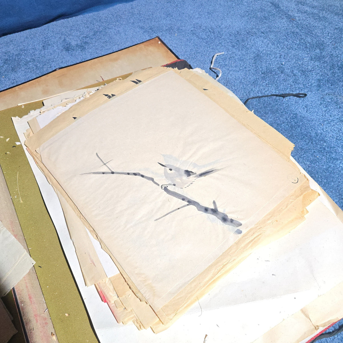 Vintage Japanese-Style Ink and Brush Art Portfolio by Toshiko Phipps, The Putney School, Vermont