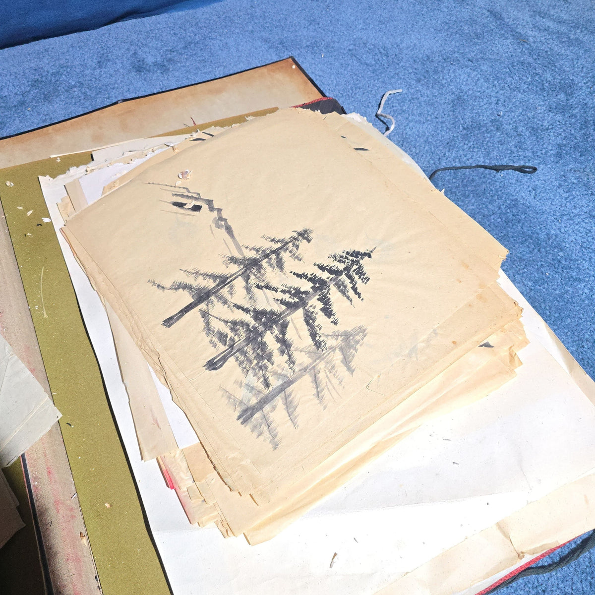 Vintage Japanese-Style Ink and Brush Art Portfolio by Toshiko Phipps, The Putney School, Vermont