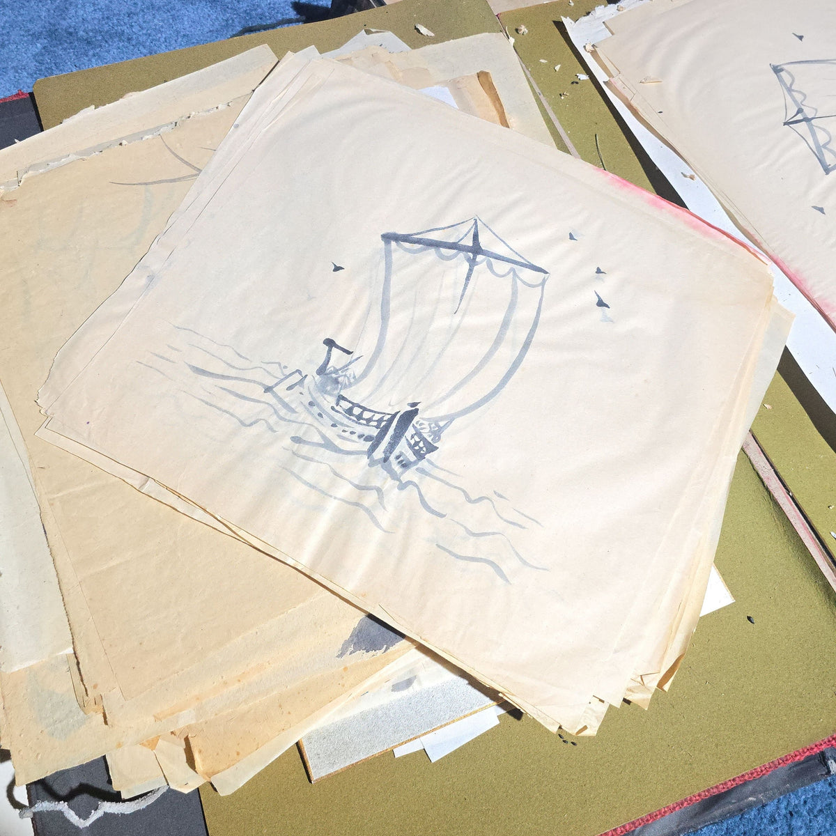 Vintage Japanese-Style Ink and Brush Art Portfolio by Toshiko Phipps, The Putney School, Vermont