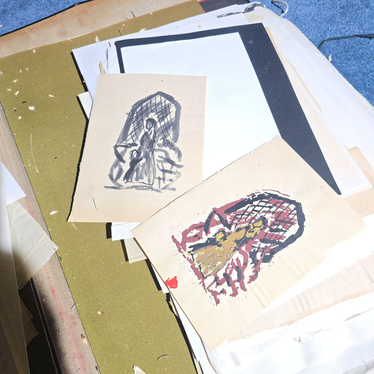 Vintage Japanese-Style Ink and Brush Art Portfolio by Toshiko Phipps, The Putney School, Vermont