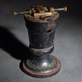 Lot 090 - Antique Brass and Cast Iron Watchmaker's Pedestal Vise with Painted and Stenciled Base, 5-1/2" H
