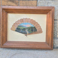 Lot 083 - Antique Hand-Painted Wooden Fan, "Looking Down Mohawk Trail from Western Summit," Massachusetts, in Modern Shadow Box Frame, 16-7/8" W x 21" H