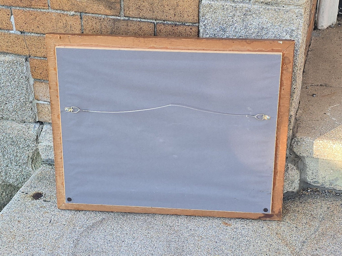 Antique Hand-Painted Wooden Fan, "Looking down Mohawk Trail from Western Summit," Massachusetts, in Modern Shadow Box Frame