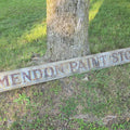Lot 045 - Vintage Hand-Painted Wooden "Mendon Paint Store" Trade Sign, Mendon, Massachusetts, with Ghost Lettering from Prior Use, 120" L