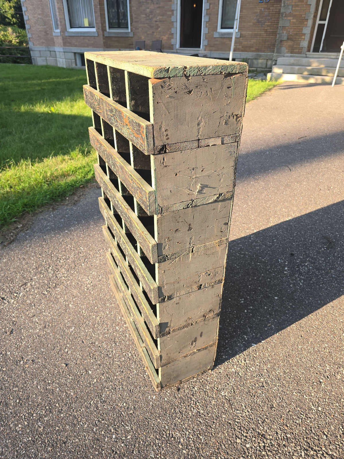 Vintage Painted Wooden Industrial Parts Cabinet with 28 Cubbyholes