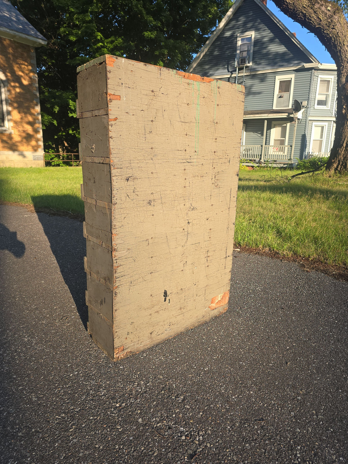 Vintage Painted Wooden Industrial Parts Cabinet with 28 Cubbyholes