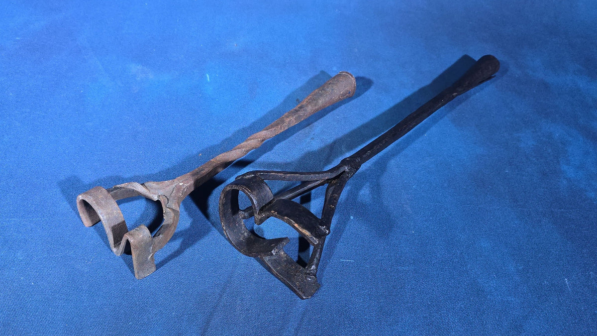 Pair of Antique Iron Livestock Branding Irons including Number "3" and Letter "R"