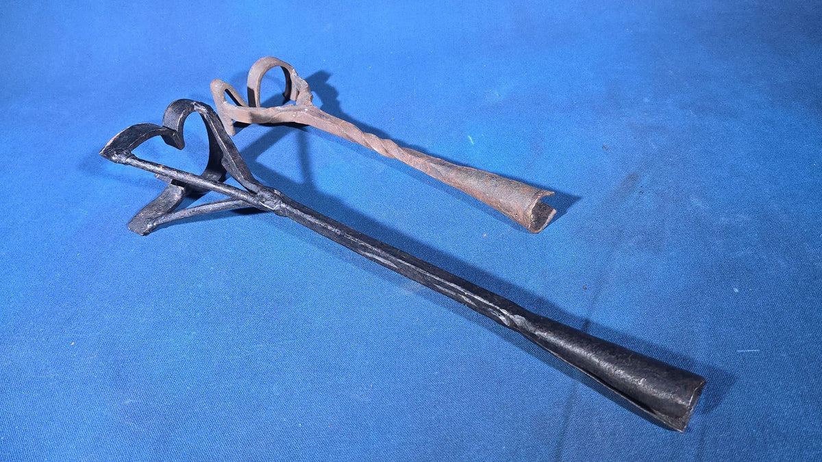 Pair of Antique Iron Livestock Branding Irons including Number "3" and Letter "R"