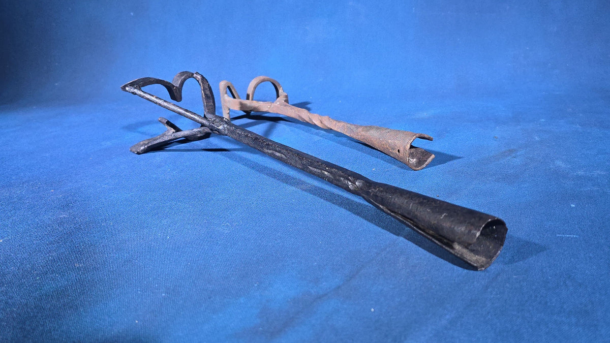 Pair of Antique Iron Livestock Branding Irons including Number "3" and Letter "R"