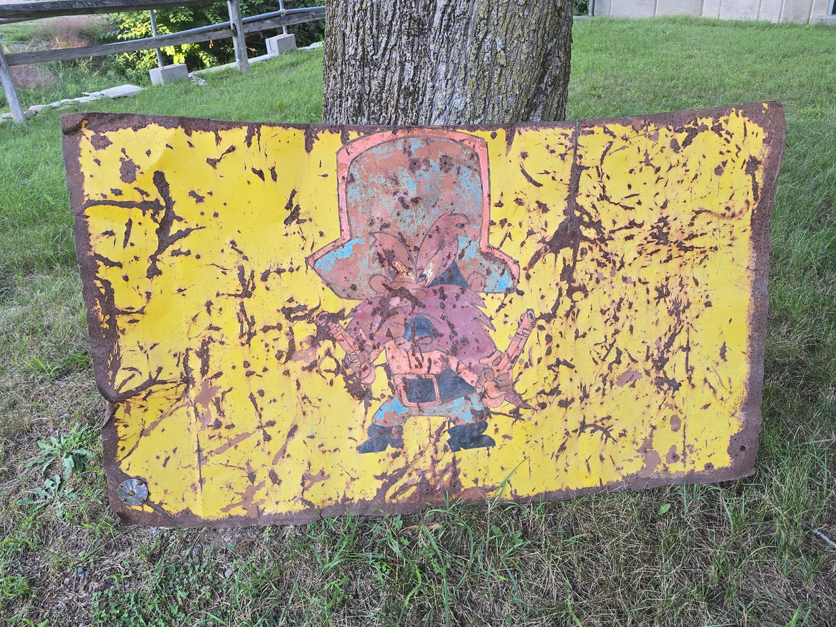 Vintage Folk Art Hand-Painted Race Car Hood with Yosemite Sam