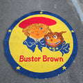 Lot 155 - Vintage Buster Brown Shoes Advertising Round Rug with Buster and Tige, 52-1/2" W x 52" H