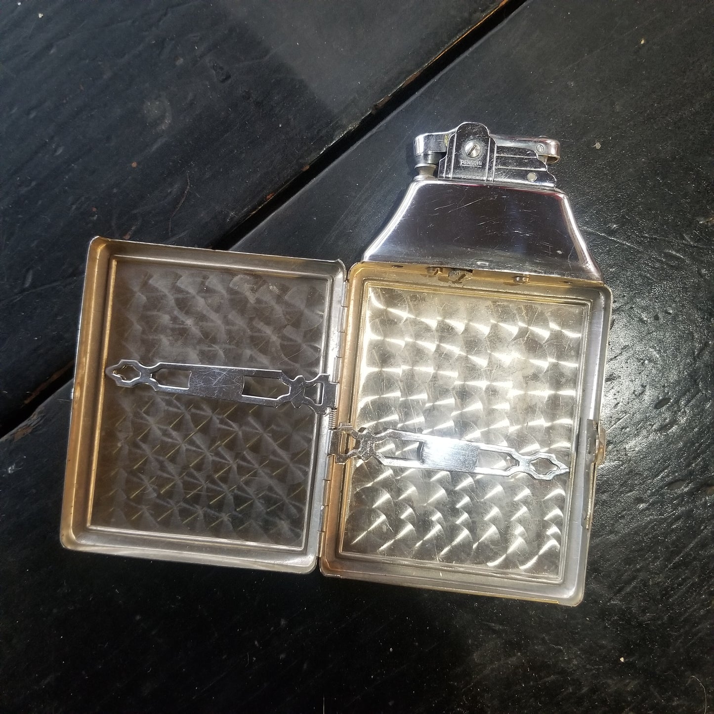 Penguin Brand Lighter and Cigarette Case, Made in Japan