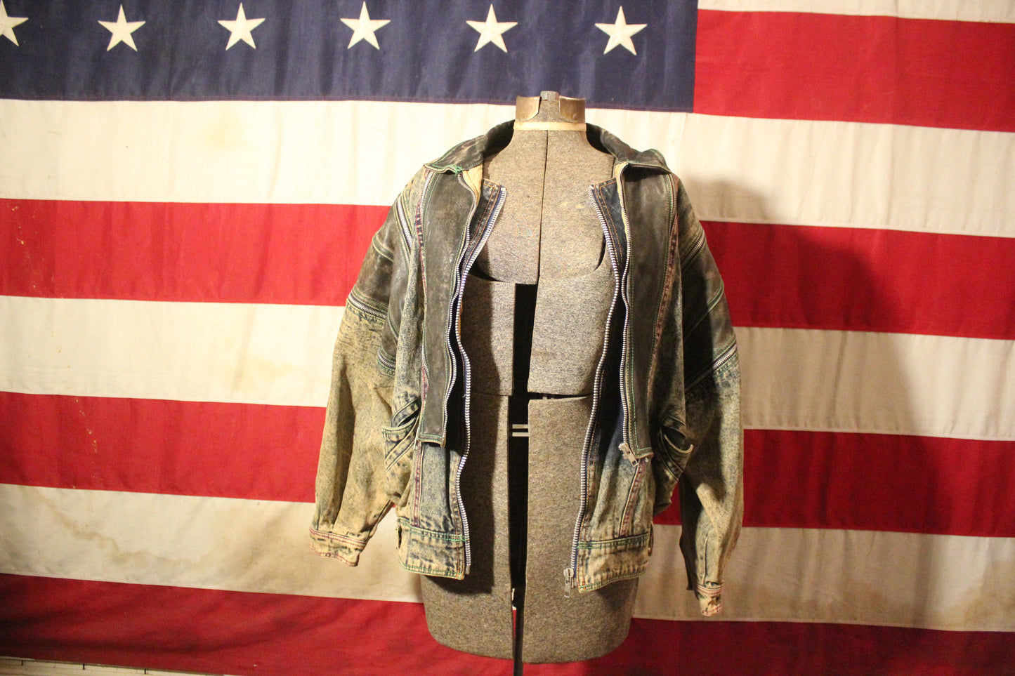 Denim and Leather "Zipperology" Jacket by Winlit, Size M
