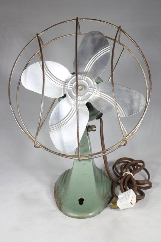 Dominion Brand Vintage Desk Fan with Art Deco Cast Iron Base