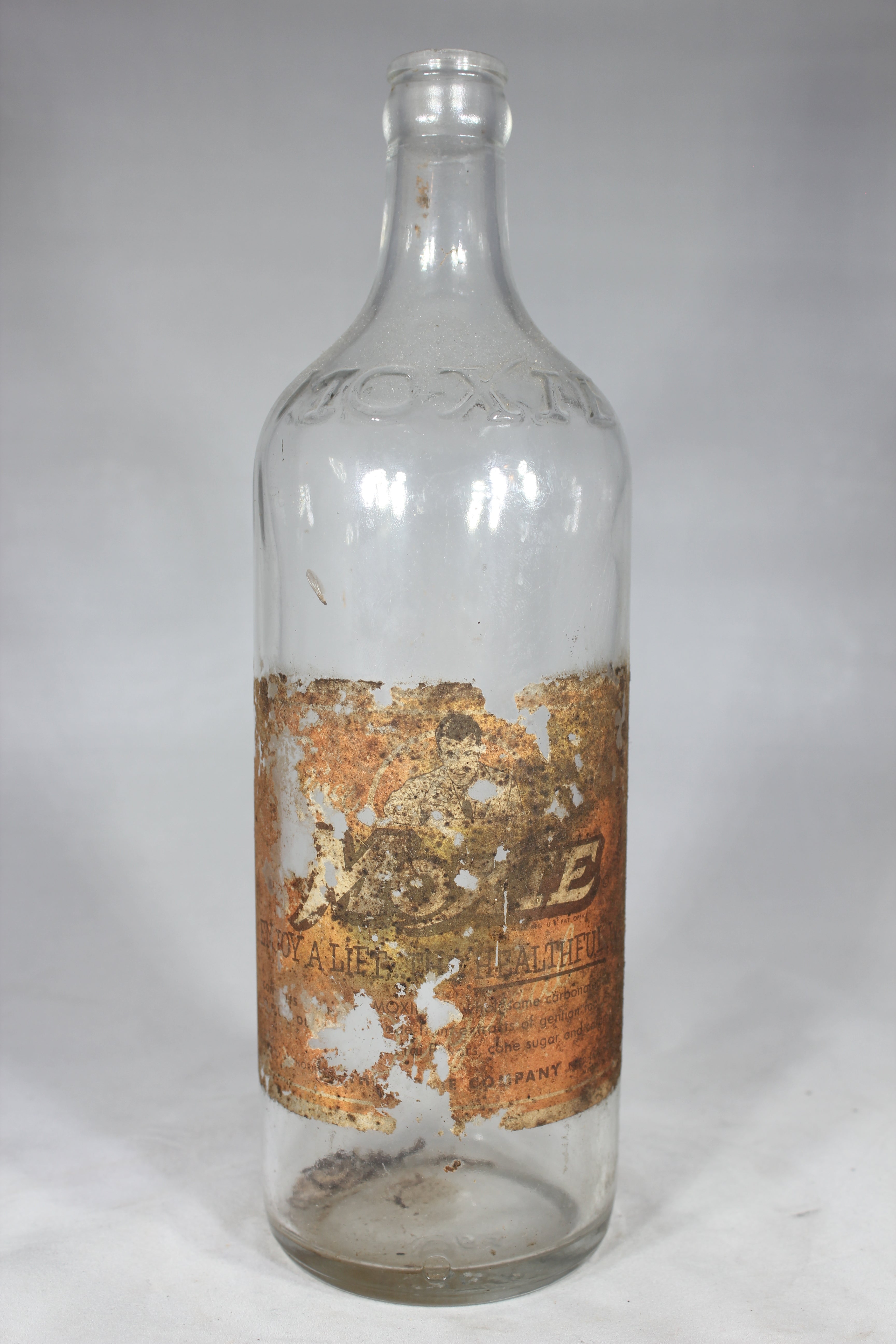 Vintage Moxie Glass Soda Bottle with Partial Label – Granite Union ...