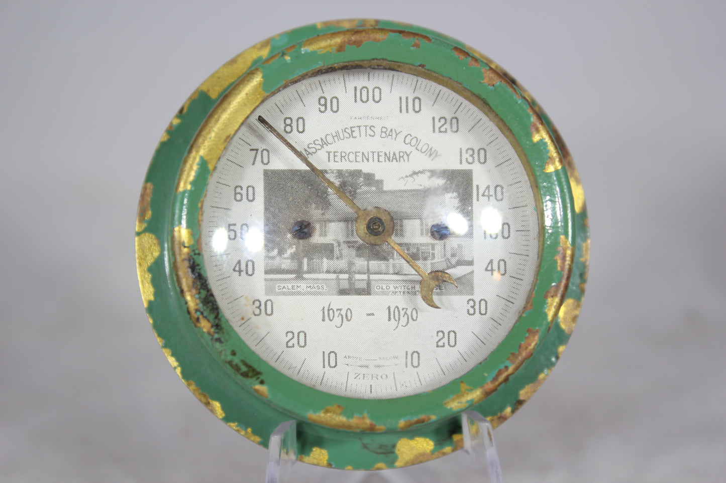 Massachusetts Bay Colony Tercentenary Collectible Thermometer, Salem, MA, 1930