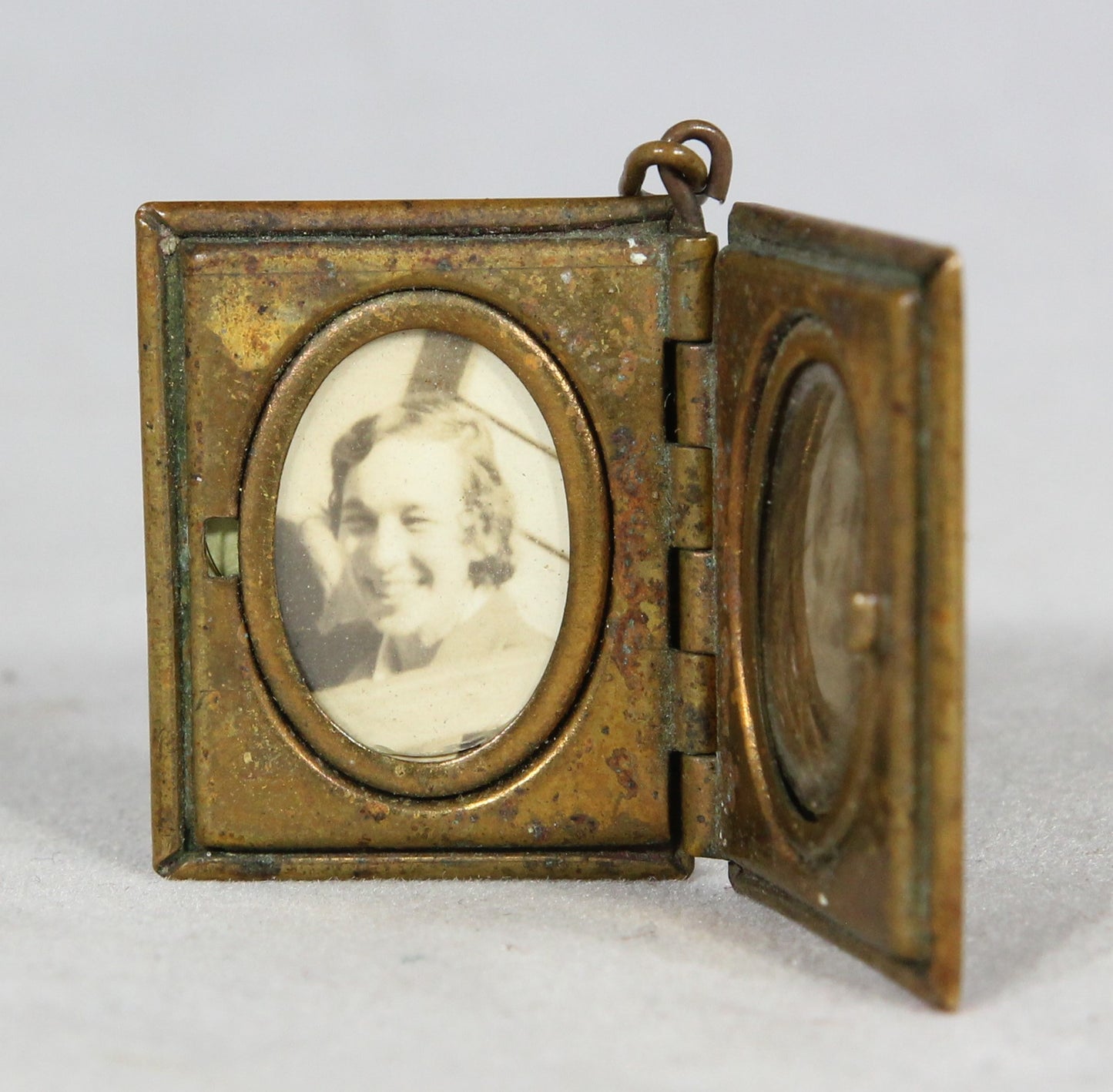 Brass Mourning Locket with Human Hair