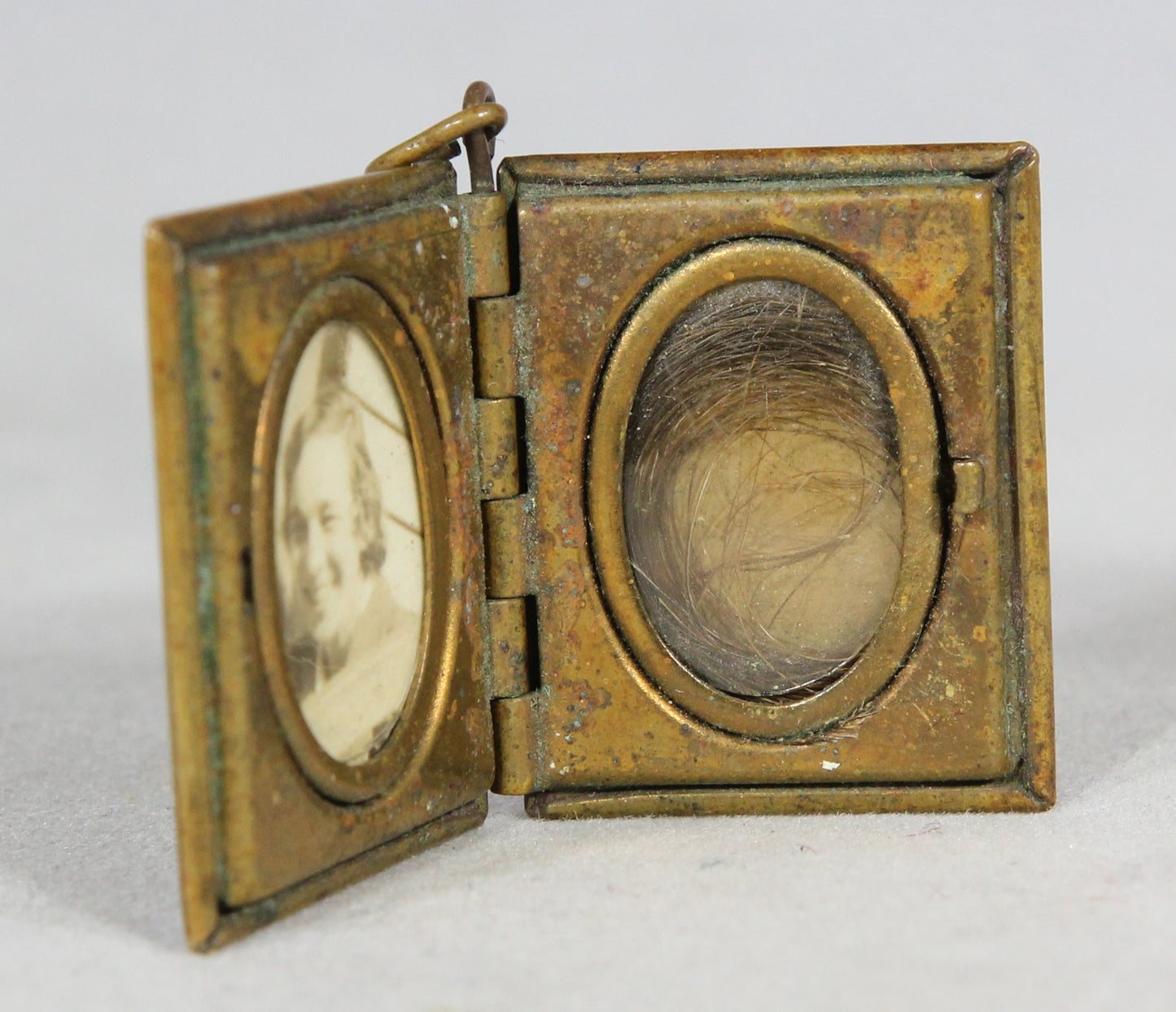 Brass Mourning Locket with Human Hair