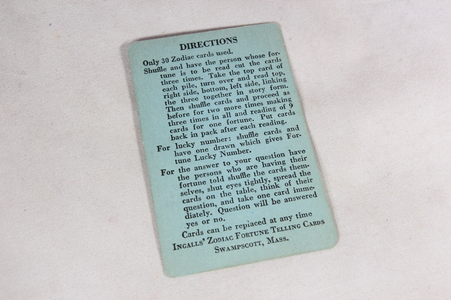 Antique Ingalls' Wonderful Zodiac Fortune Telling Cards, 1930s