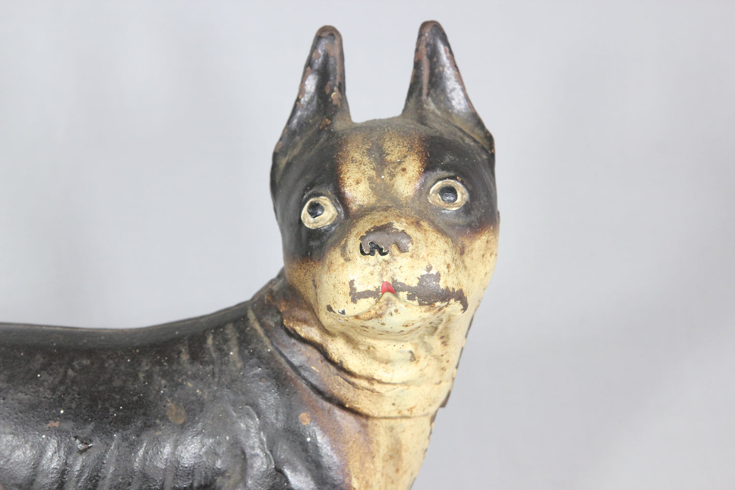 Antique Hubley  Cast Iron Boston Terrier Door Stop with Original Paint