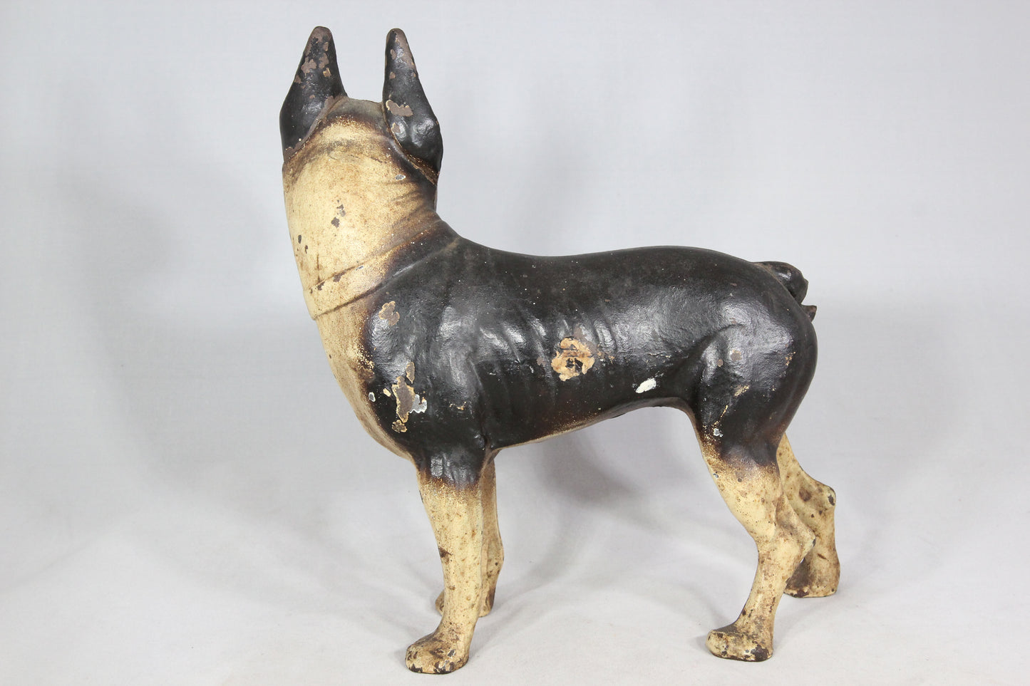 Antique Hubley  Cast Iron Boston Terrier Door Stop with Original Paint