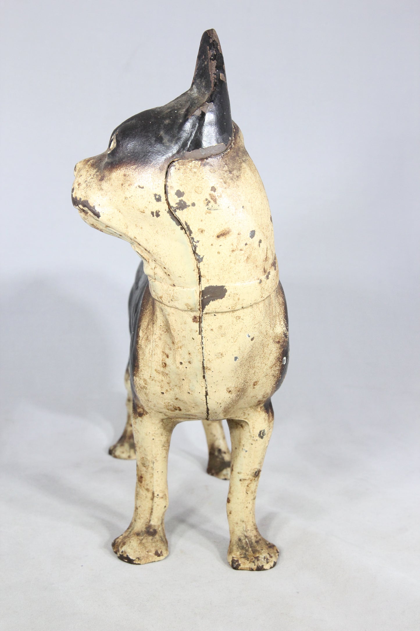 Antique Hubley  Cast Iron Boston Terrier Door Stop with Original Paint