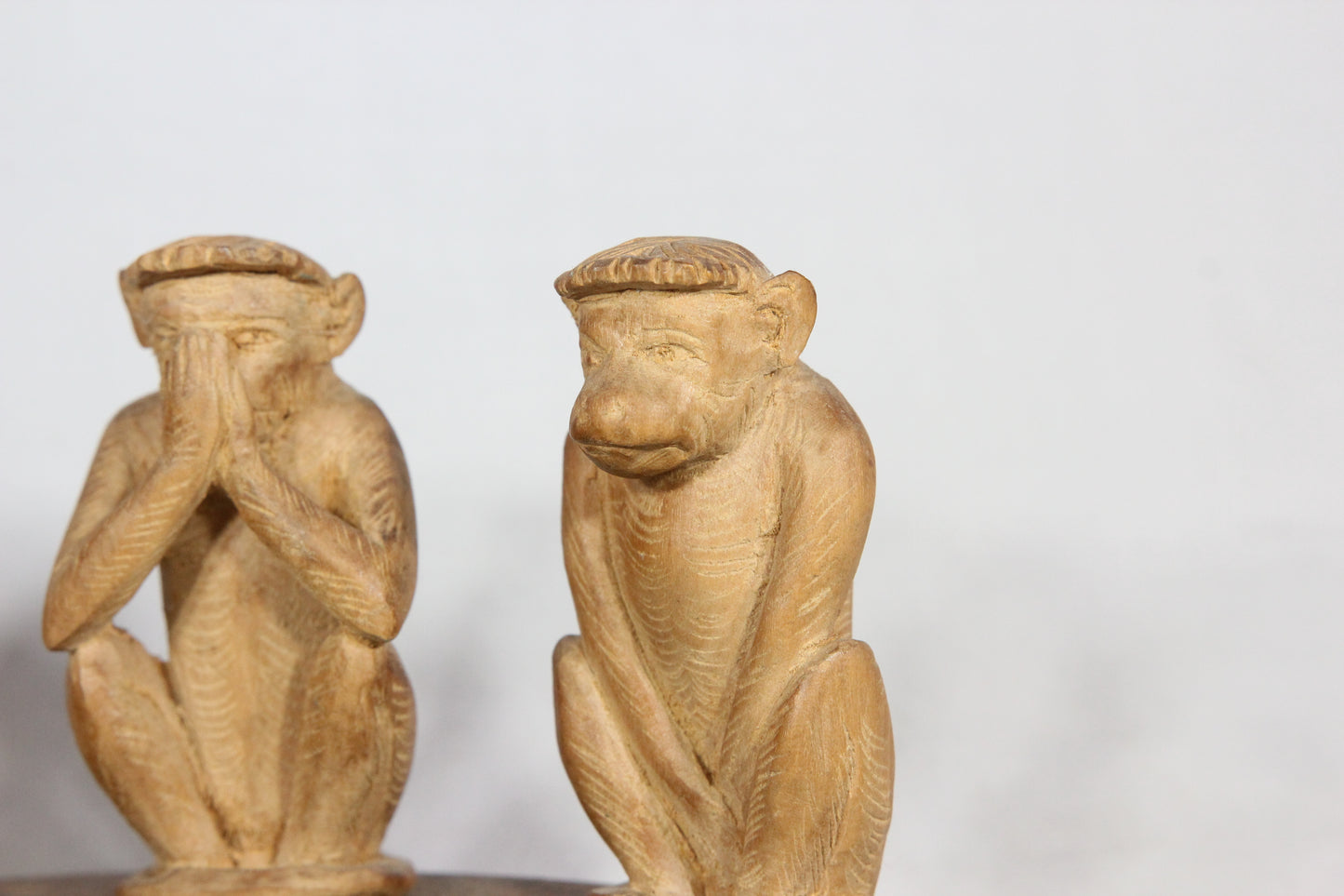 See No Evil, Hear No Evil, Speak No Evil, Fuck No Evil Carved Wooden Monkey Statue
