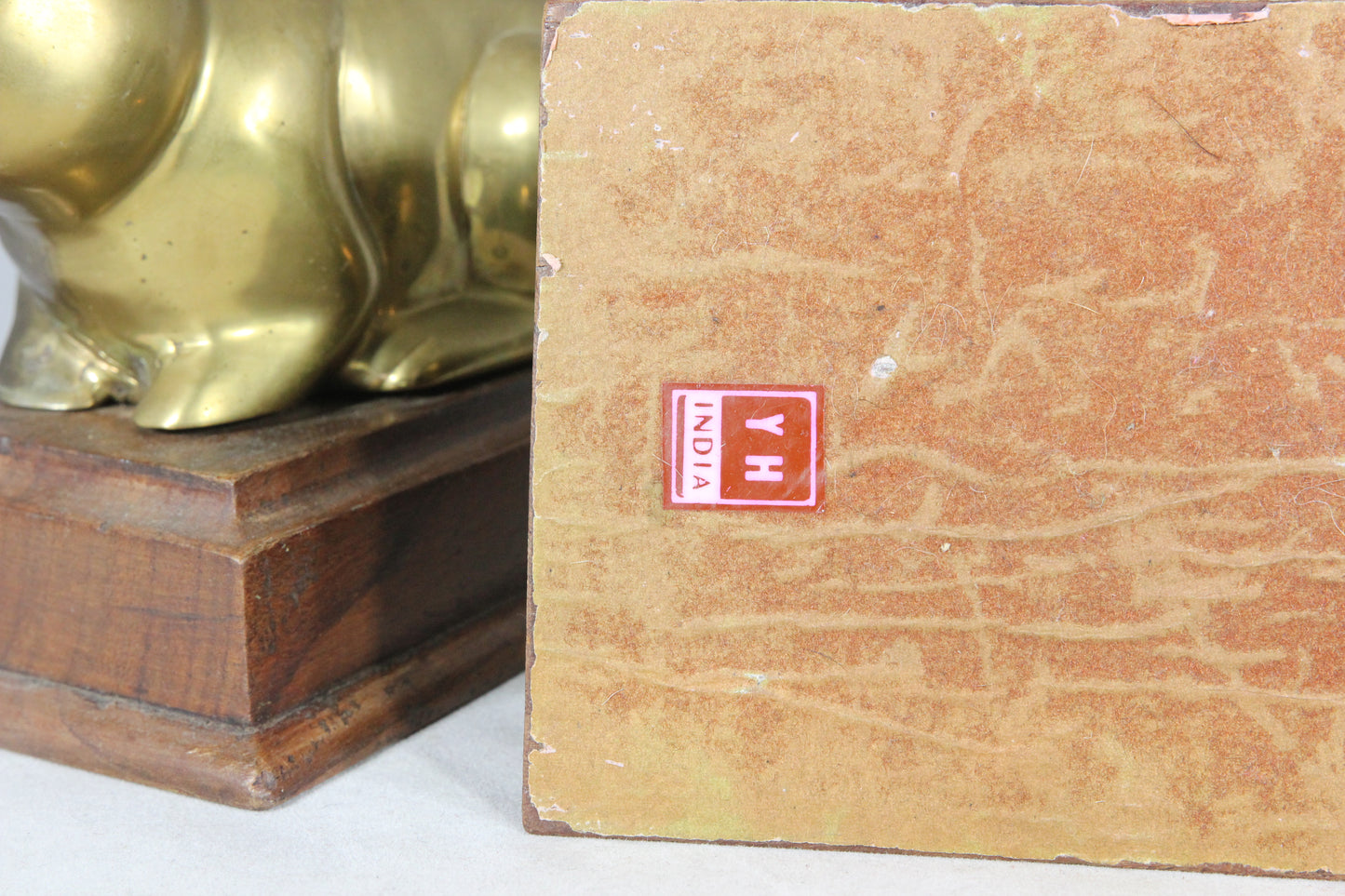 Brass Bunnies on Wooden Bases Bookends, Made in India