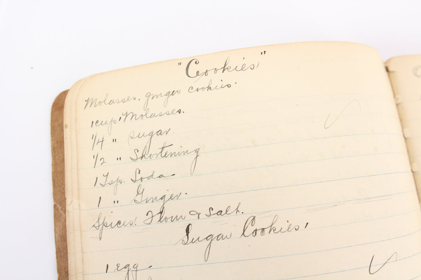 Antique Handwritten Recipe Cookbook Baking and Scrapbook, Circa 1890