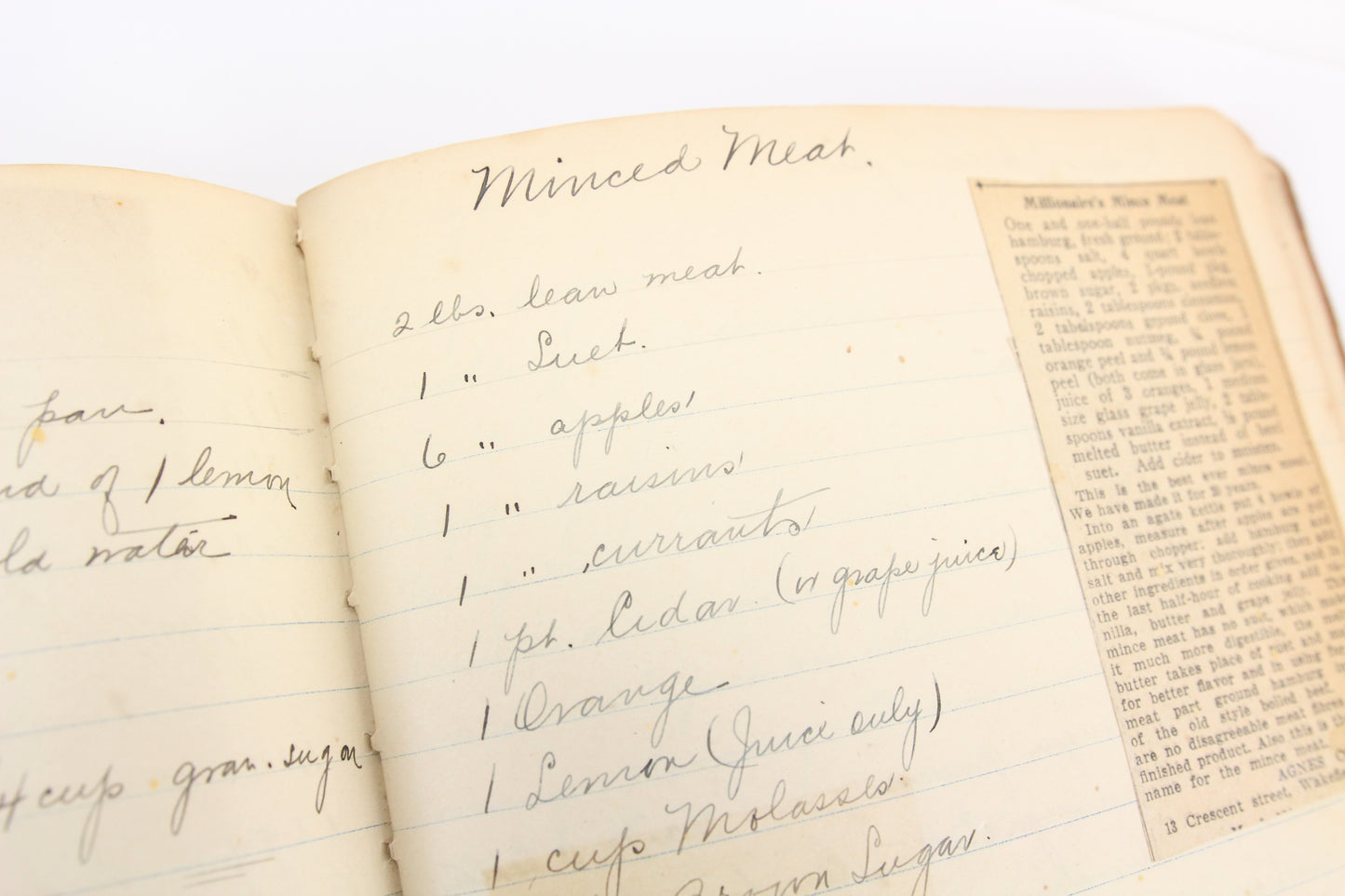 Antique Handwritten Recipe Cookbook Baking and Scrapbook, Circa 1890