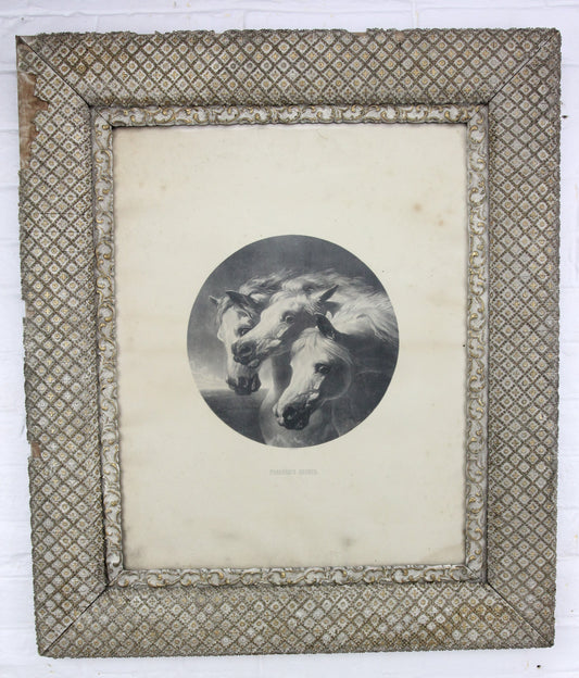 J.F. Herring's Pharaoh's Horses Antique Lithograph in Wood and Gesso Frame - 23" x 27"