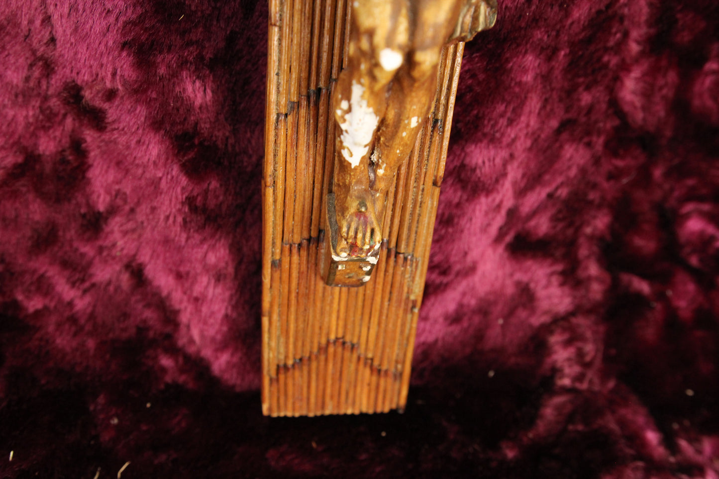 Antique Tramp Art Matchstick Crucifix Cross