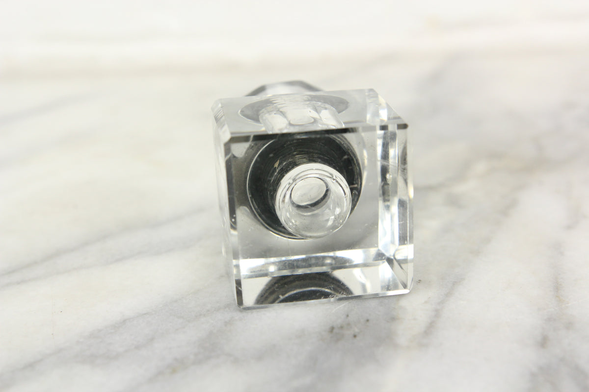 Antique Glass Square Inkwell with Beveled Corners, Diamond Shaped Lid ...