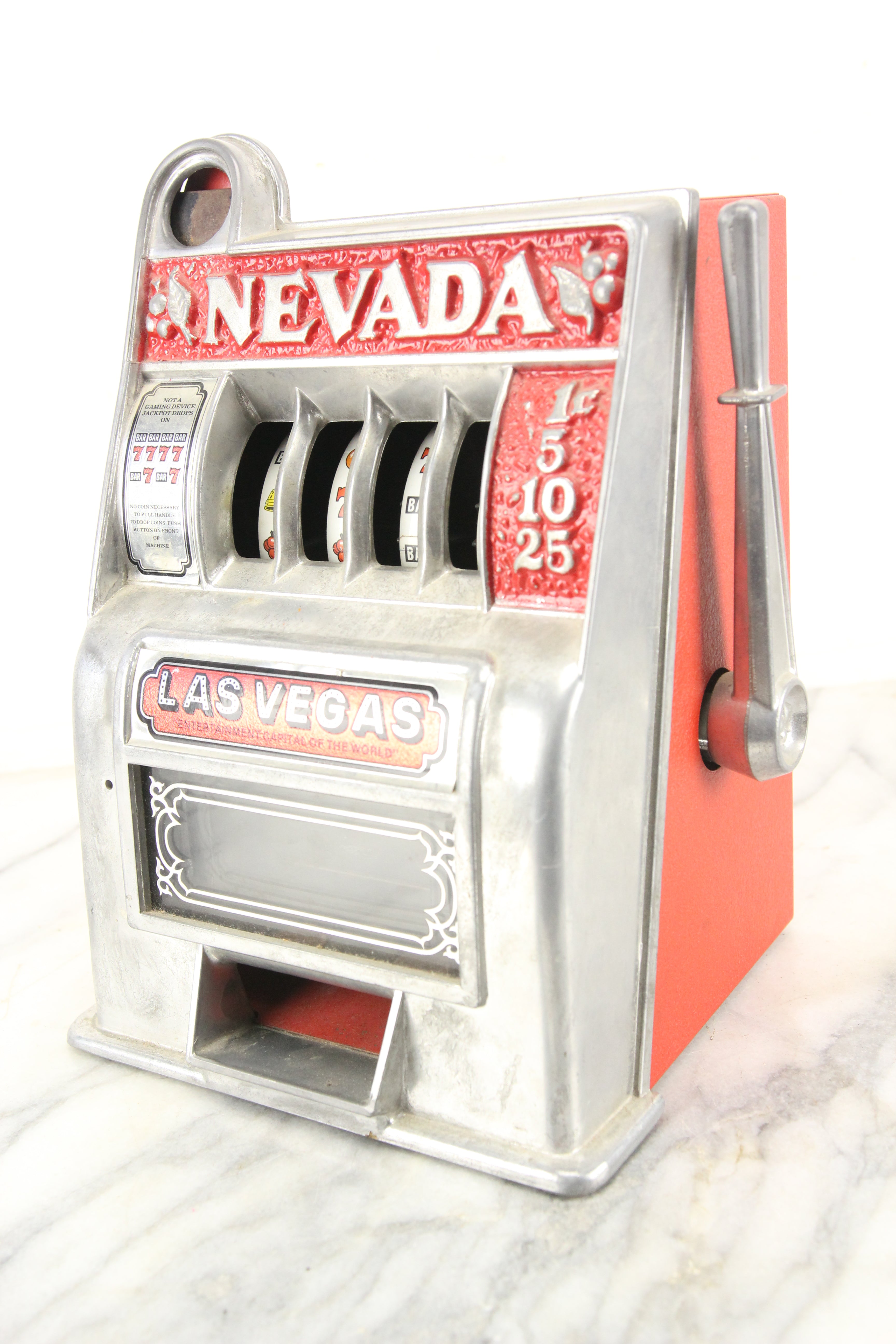 Las Vegas, Nevada One Armed Bandit Metal Slot Machine Casino Coin