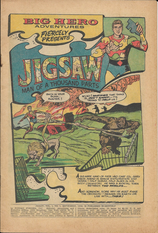 Jigsaw, Vol. 1, No. 1, Funday Funnies, Inc., September 1966, MISSING COVER