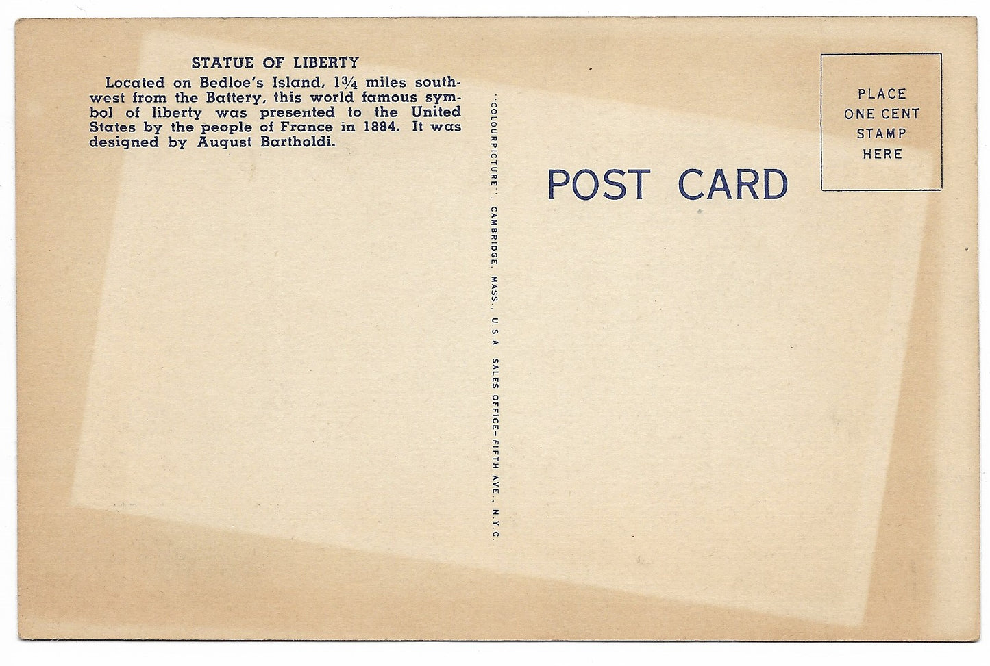 The Statue of Liberty at Sunrise, New York City Vintage Postcard