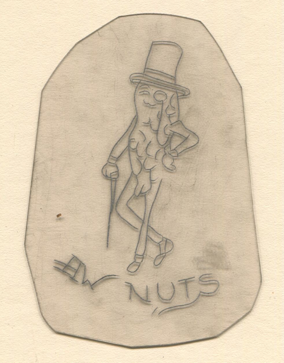 Mr. Peanut Vintage Traditional Tattoo Acetate Stencil from Bert Grimm's Shop