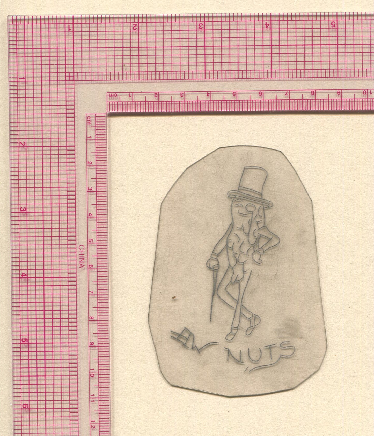 Mr. Peanut Vintage Traditional Tattoo Acetate Stencil from Bert Grimm's Shop