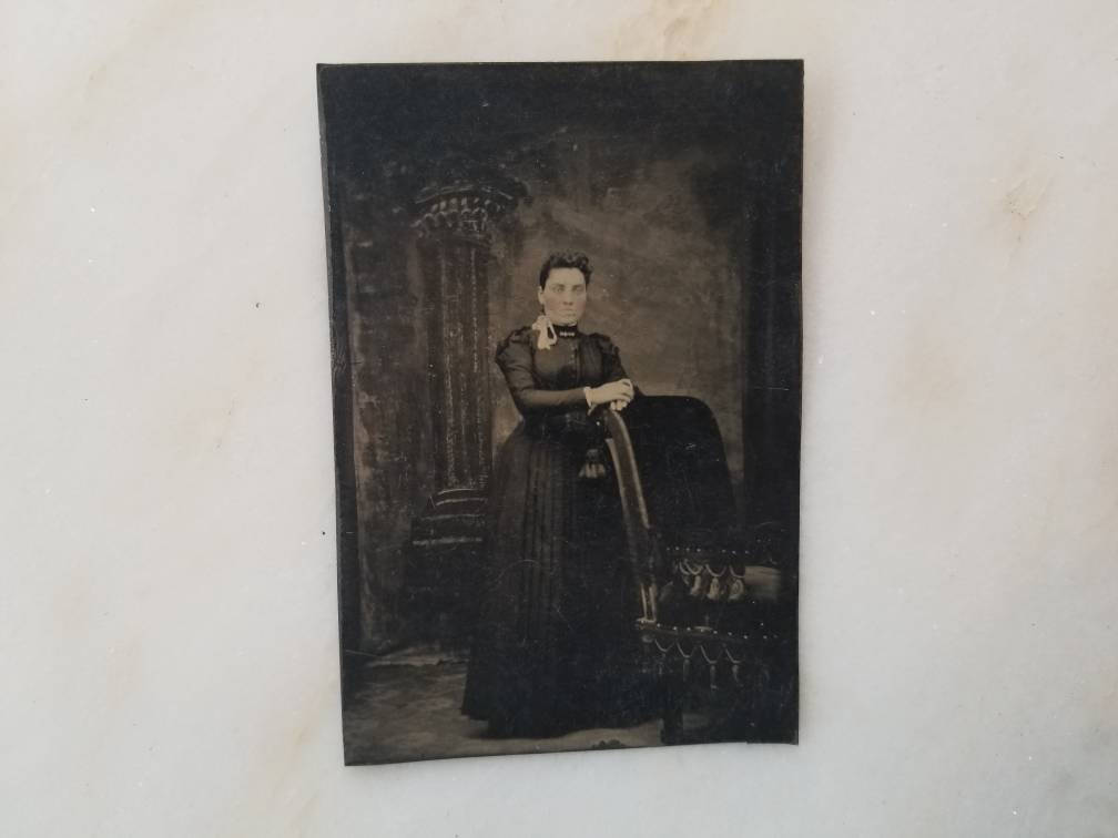 Tintype Photograph of a Victorian Woman Standing