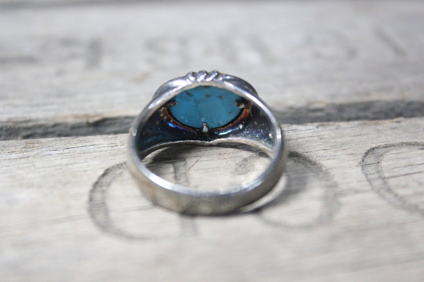 Southwest Sterling Silver Ring with Turqouise Stone, Size 11