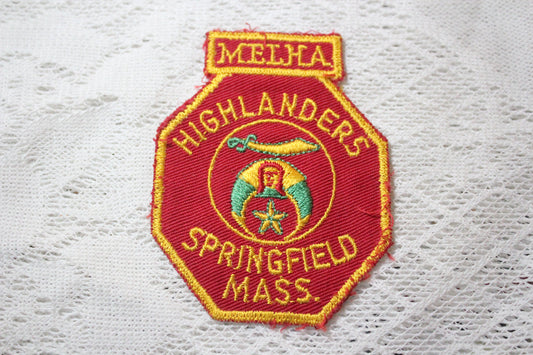 Melha Highlanders Shriners Embroidered Patch, Springfield, Massachusetts