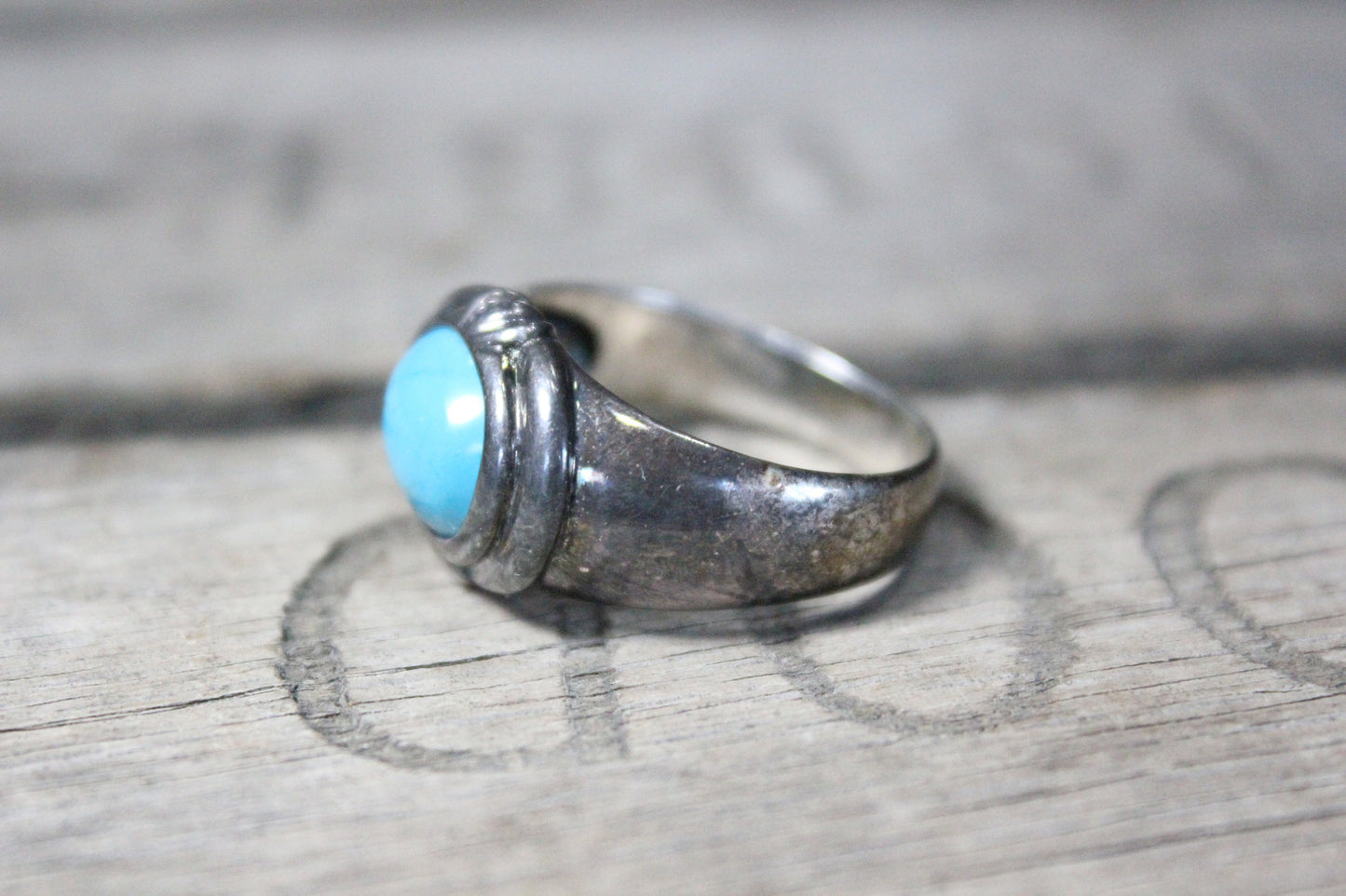 Southwest Sterling Silver Ring with Turqouise Stone, Size 11