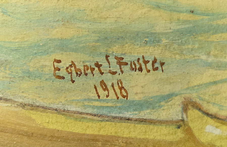 Egbert L. Foster's painted signature on the front of the canvas