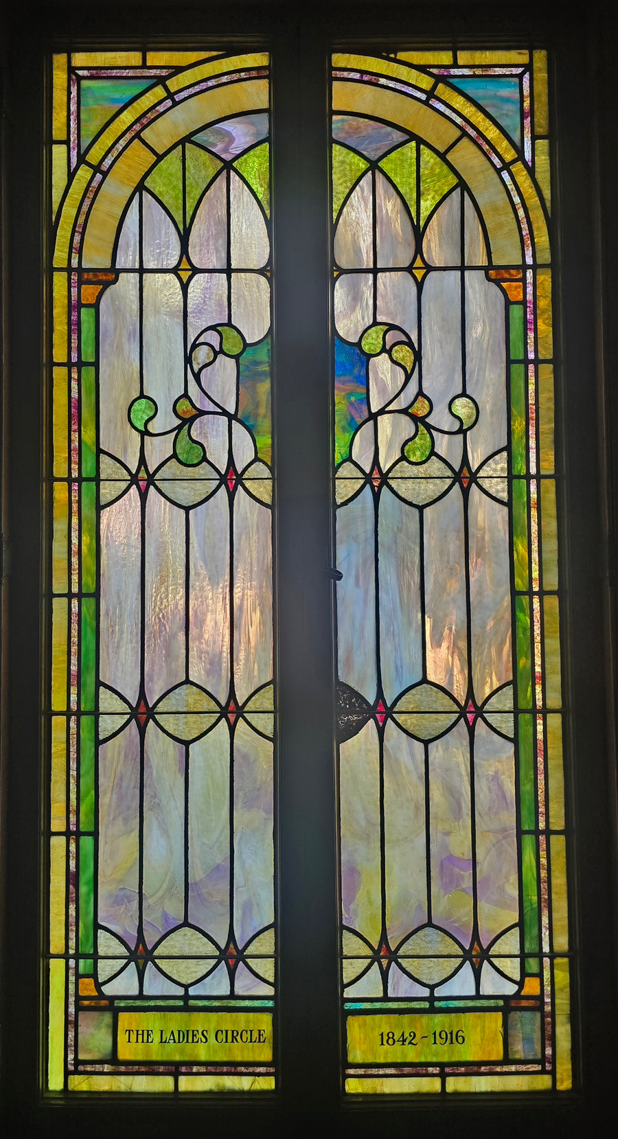 Ladies Circle window 1842 to 1916 in the reception room