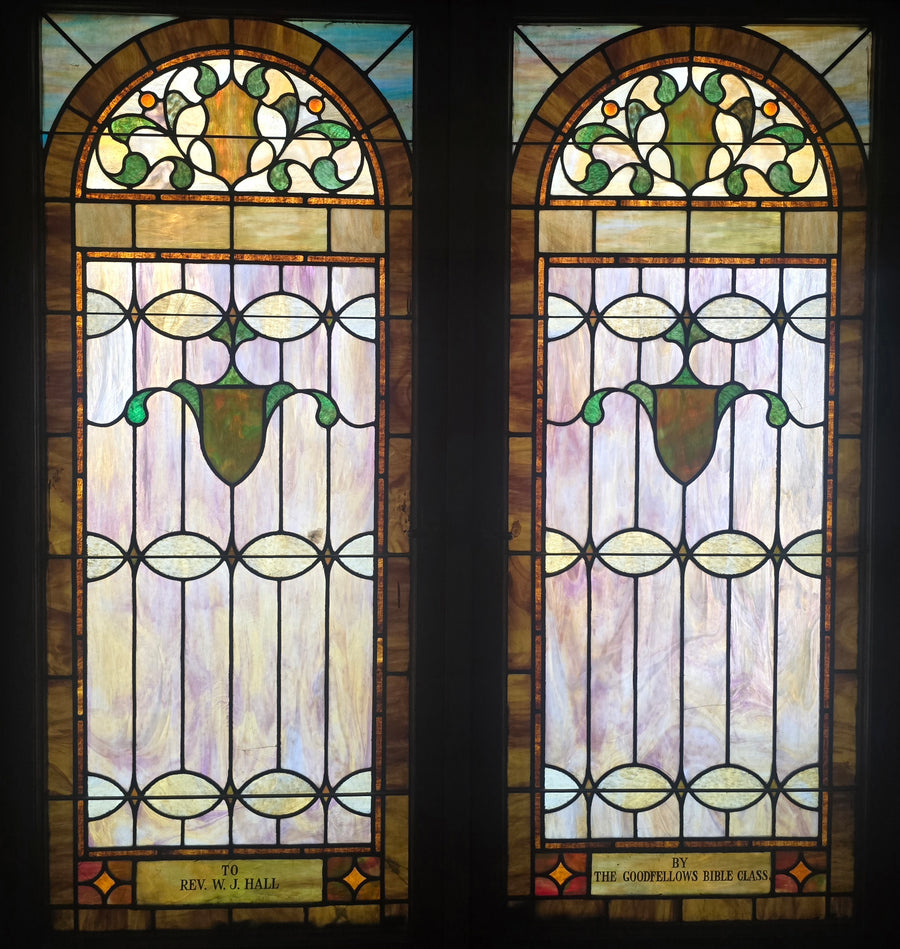 Paired windows to Rev. W. J. Hall and by the Goodfellows Bible Class