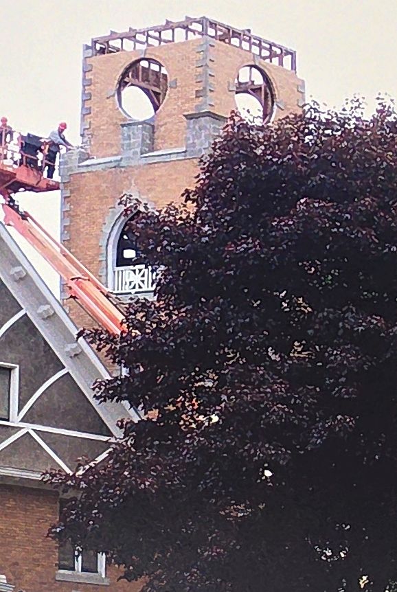 The brick of the upper tower coming down, 2008