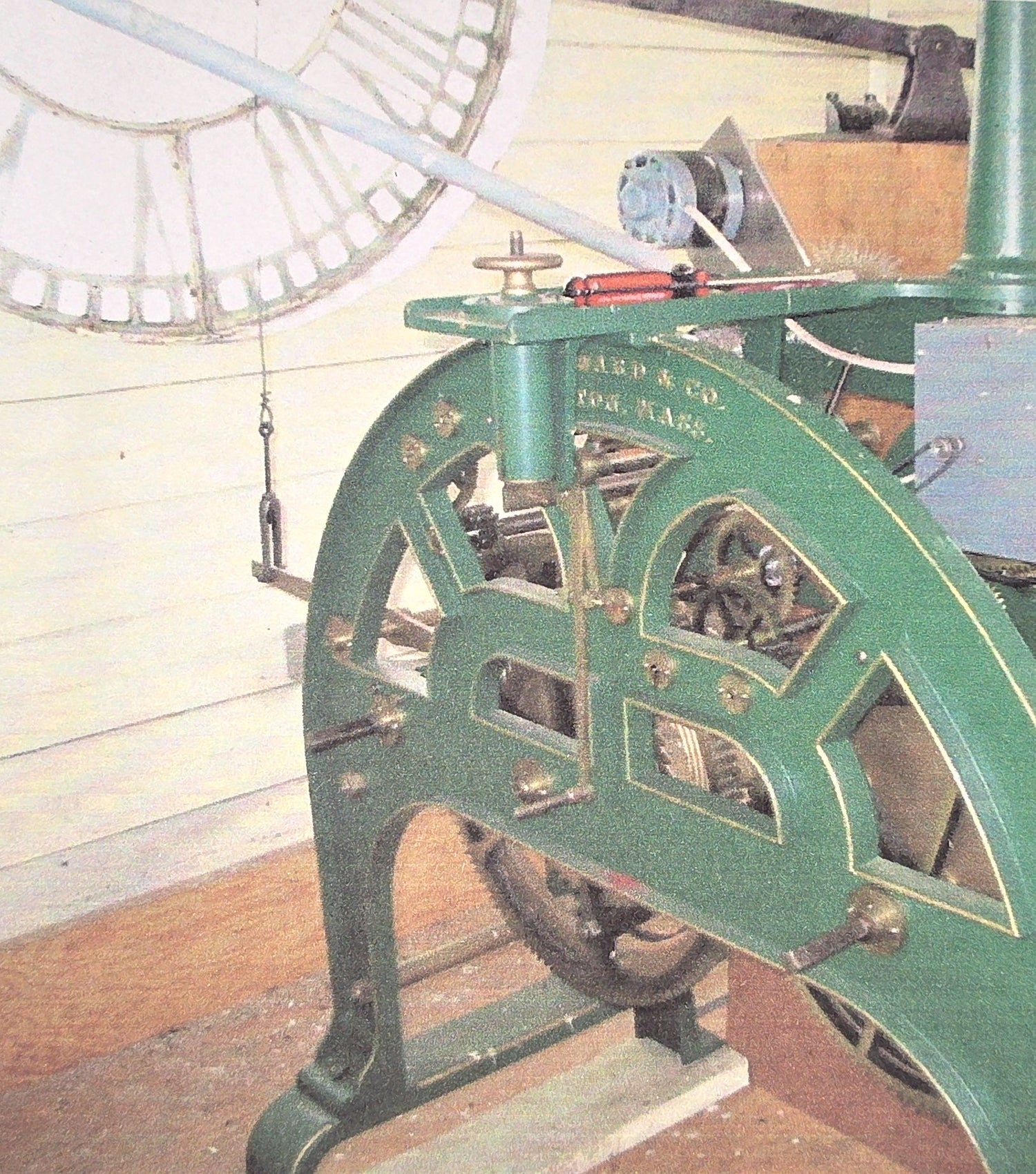 The tower clock movement by E. Howard and Company of Boston